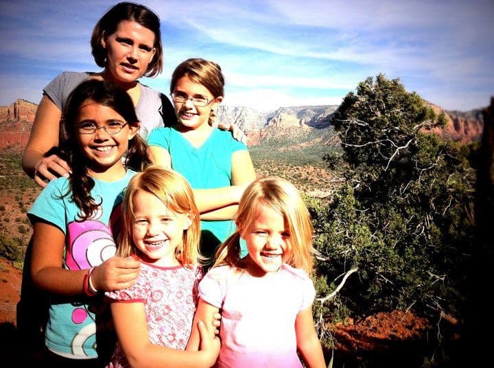 Family of five at scenic overlook
