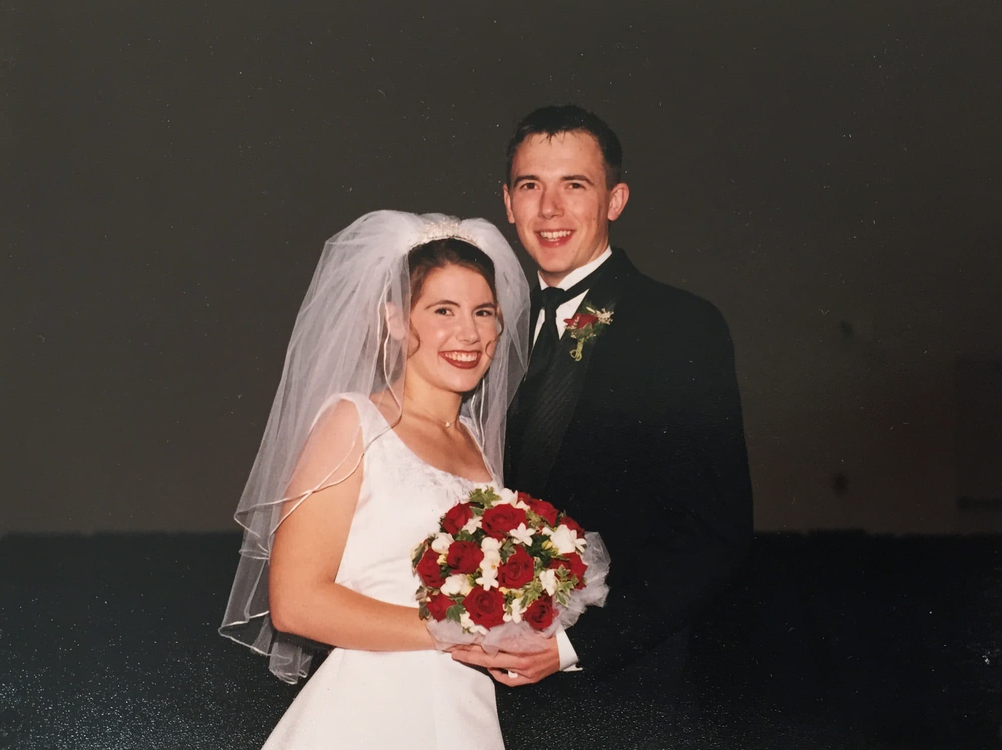Bride and groom formal wedding portrait