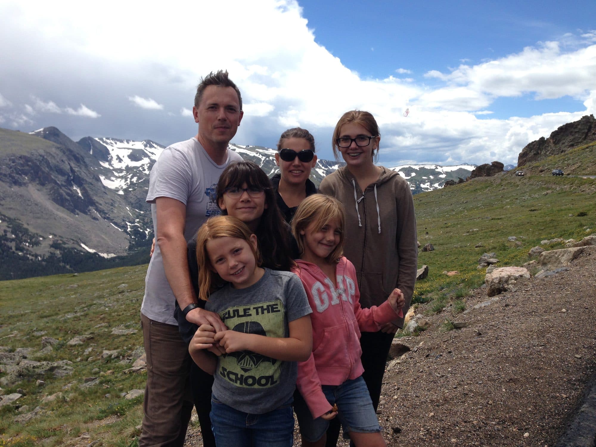 Family portrait on a mountain summit