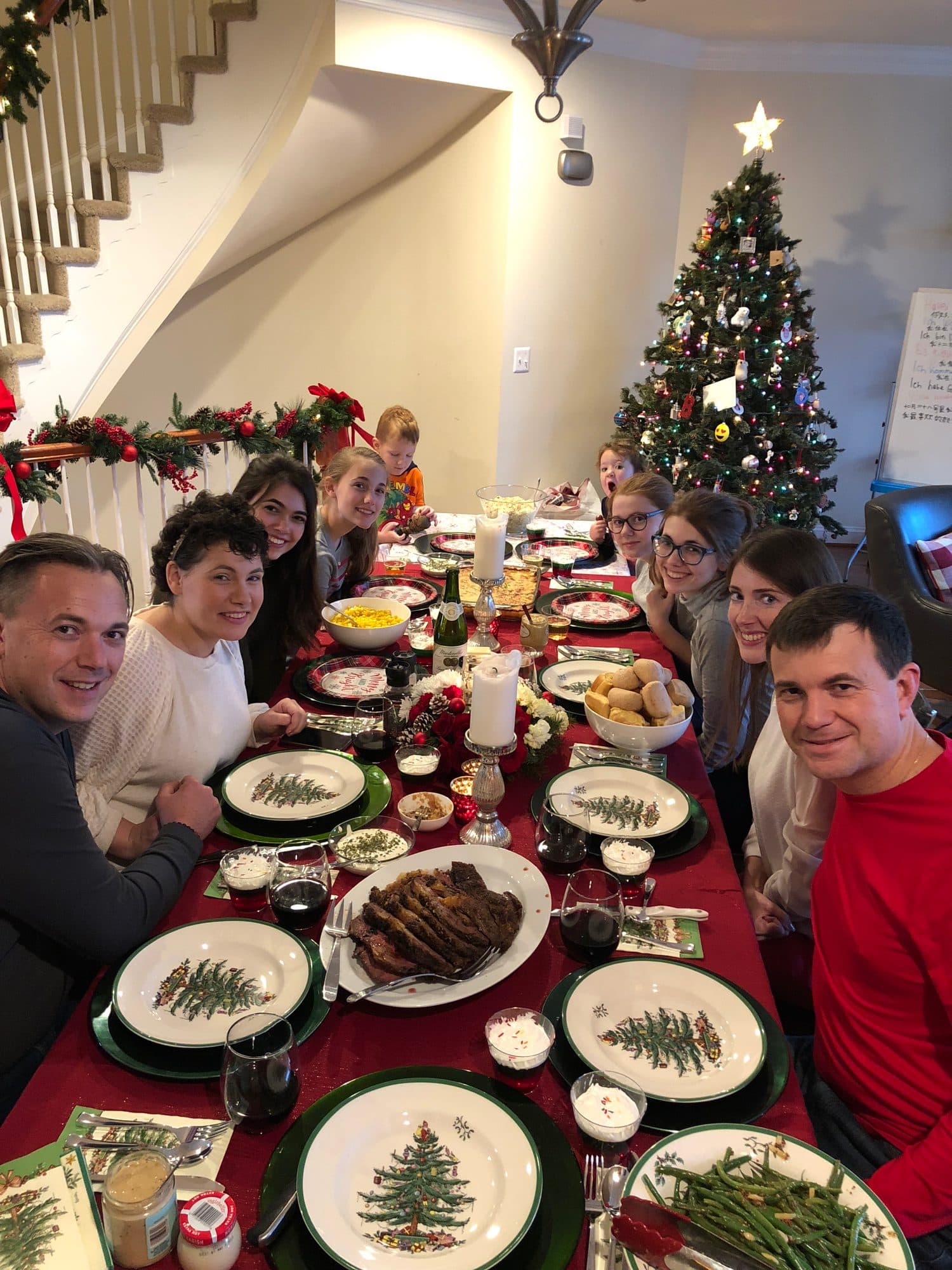 Family gathered at holiday table