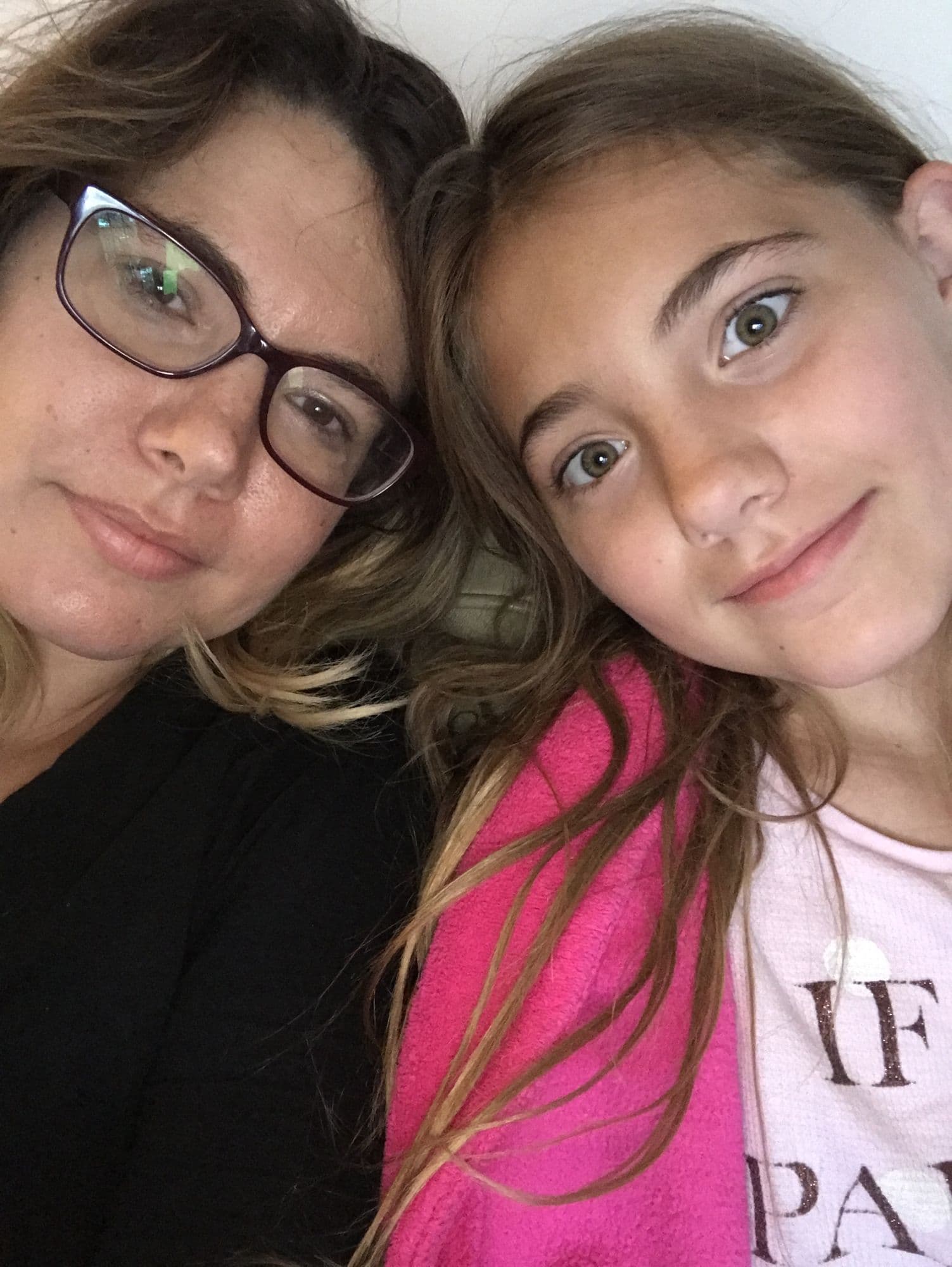 Close selfie of two family members