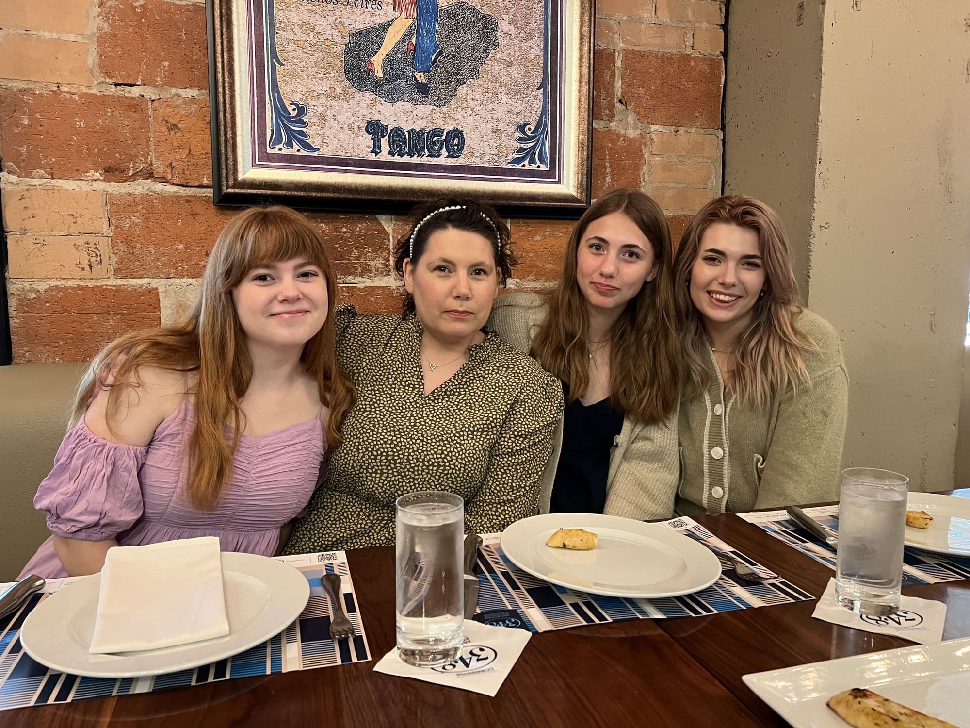 Four women at a restaurant table